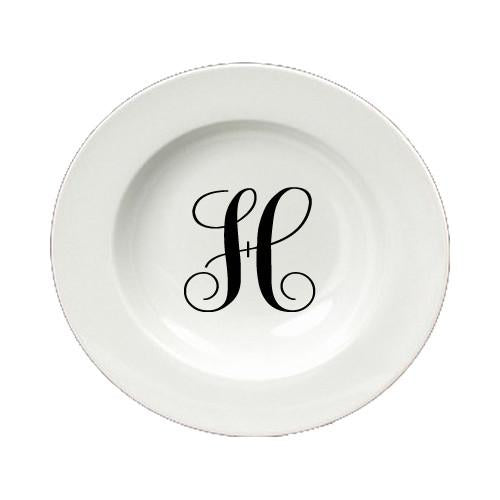 Letter H Initial Monogram Script Round Ceramic White Soup Bowl CJ1057-H-SBW-825 by Caroline's Treasures