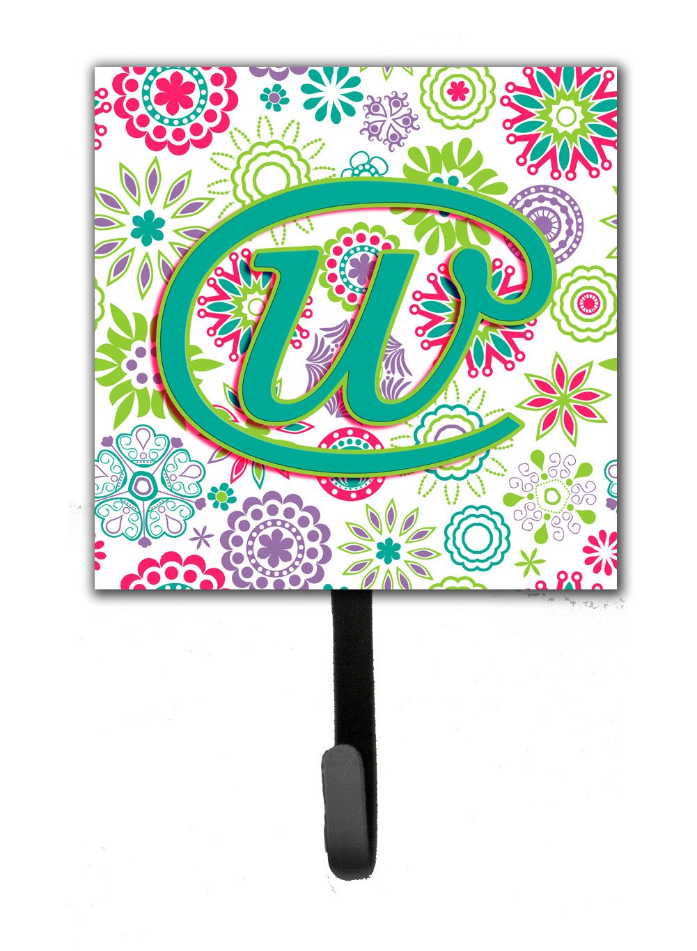 Letter W Flowers Pink Teal Green Initial Leash or Key Holder CJ2011-WSH4 by Caroline&#39;s Treasures