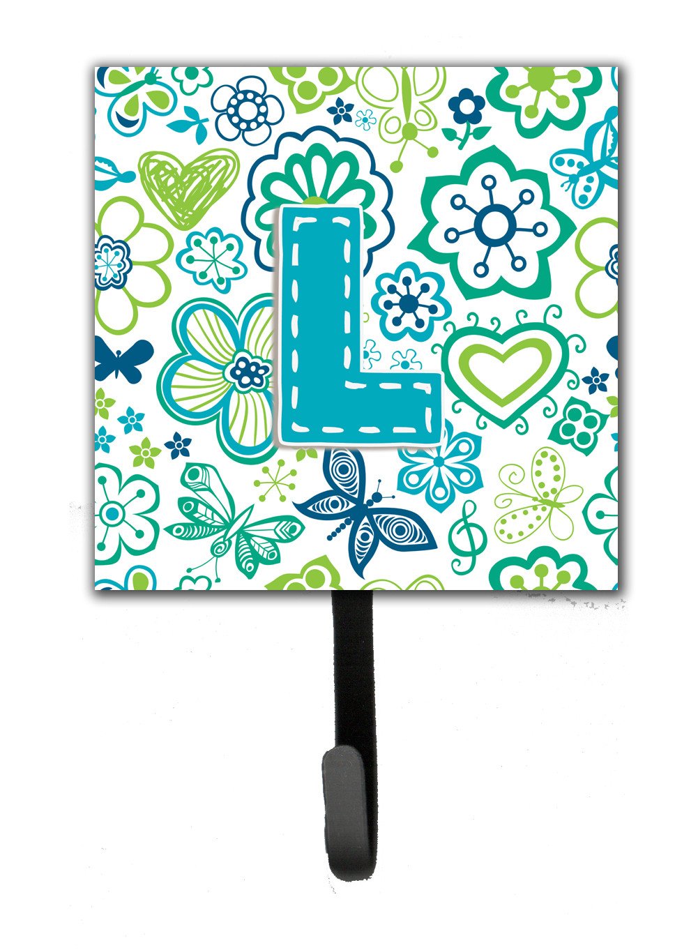 Letter L Flowers and Butterflies Teal Blue Leash or Key Holder CJ2006-LSH4 by Caroline's Treasures