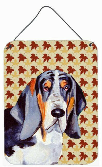 Basset Hound Fall Leaves Portrait Aluminium Metal Wall or Door Hanging Prints by Caroline's Treasures