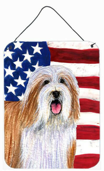 USA American Flag with Bearded Collie Wall or Door Hanging Prints by Caroline's Treasures