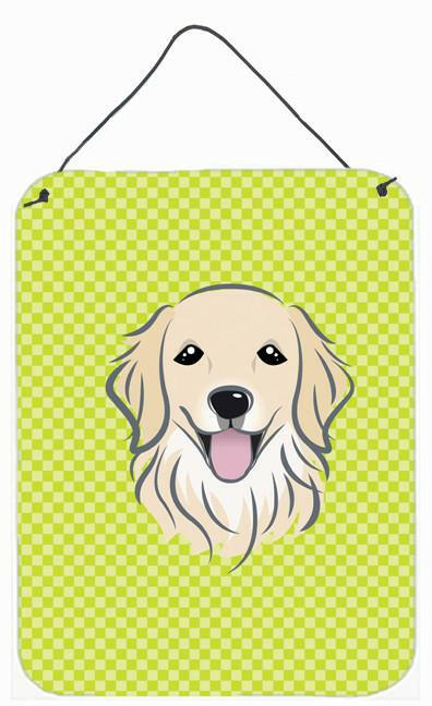 Checkerboard Lime Green Golden Retriever Wall or Door Hanging Prints by Caroline's Treasures