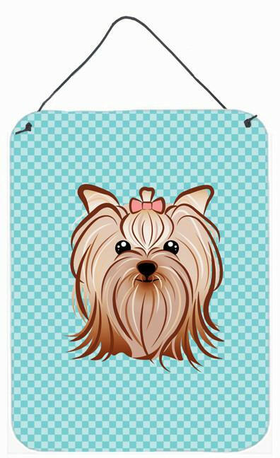 Checkerboard Blue Yorkie Yorkshire Terrier Wall or Door Hanging Prints by Caroline's Treasures