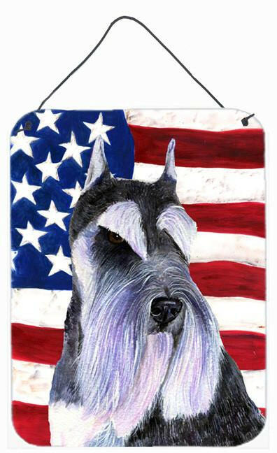 USA American Flag with Schnauzer Aluminium Metal Wall or Door Hanging Prints by Caroline's Treasures