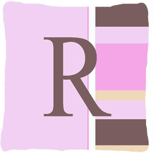 Letter R Initial Monogram - Pink Stripes Decorative   Canvas Fabric Pillow - the-store.com