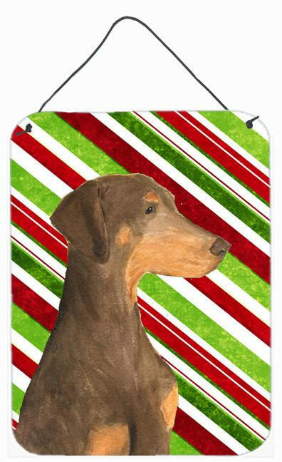 Doberman Candy Cane Holiday Christmas Metal Wall or Door Hanging Prints by Caroline's Treasures
