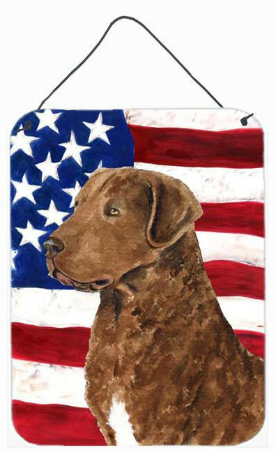 USA American Flag with Curly Coated Retriever Wall or Door Hanging Prints by Caroline's Treasures