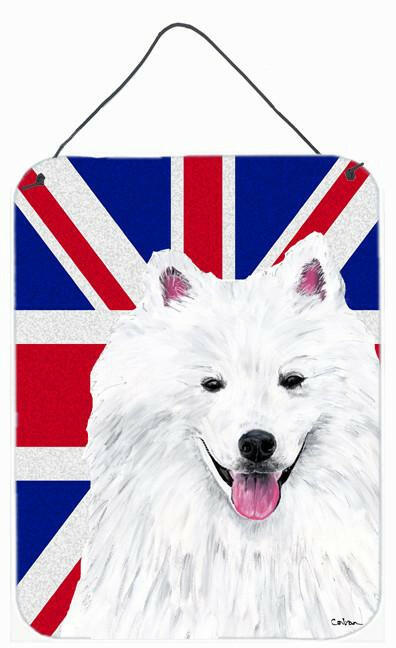 American Eskimo with English Union Jack British Flag Wall or Door Hanging Prints SC9836DS1216 by Caroline&#39;s Treasures