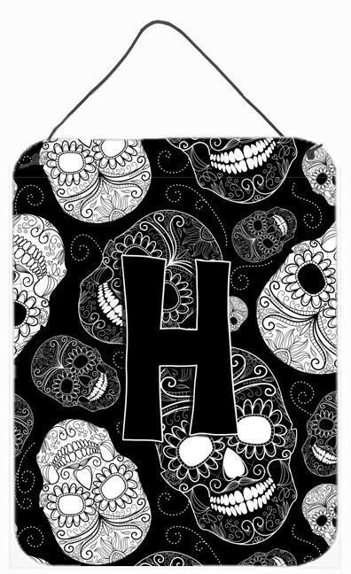 Letter H Day of the Dead Skulls Black Wall or Door Hanging Prints CJ2008-HDS1216 by Caroline's Treasures