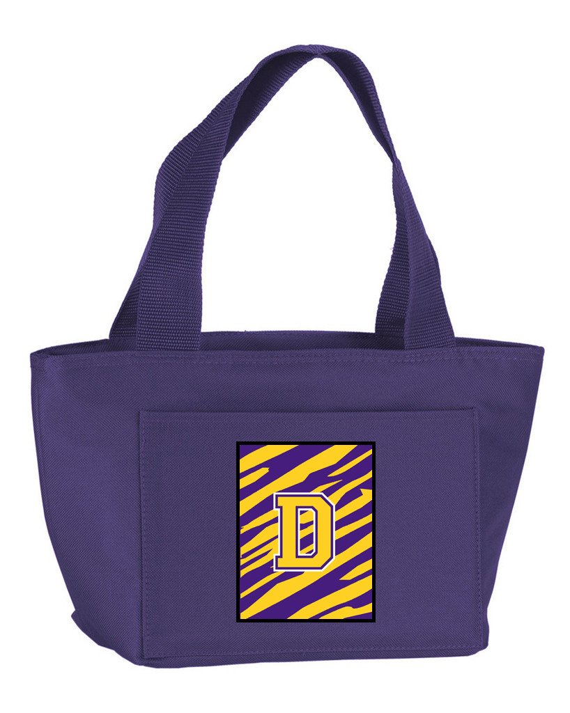 Letter D Monogram - Tiger Stripe - Purple Gold Lunch Bag or Doggie Bag CJ1022-D-PR-8808 by Caroline&#39;s Treasures