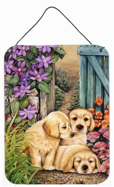 Yellow Labrador Puppies by Lesley Hallas Wall or Door Hanging Prints HLH0418DS1216 by Caroline's Treasures