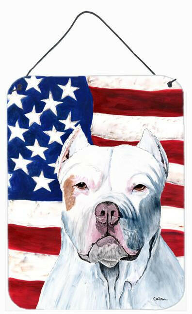 USA American Flag with Pit Bull Aluminium Metal Wall or Door Hanging Prints by Caroline's Treasures