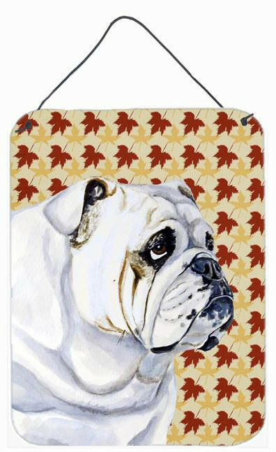 Bulldog English Fall Leaves Portrait Wall or Door Hanging Prints by Caroline&#39;s Treasures