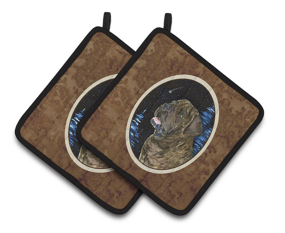 Starry Night Mastiff Pair of Pot Holders SS8463PTHD - the-store.com