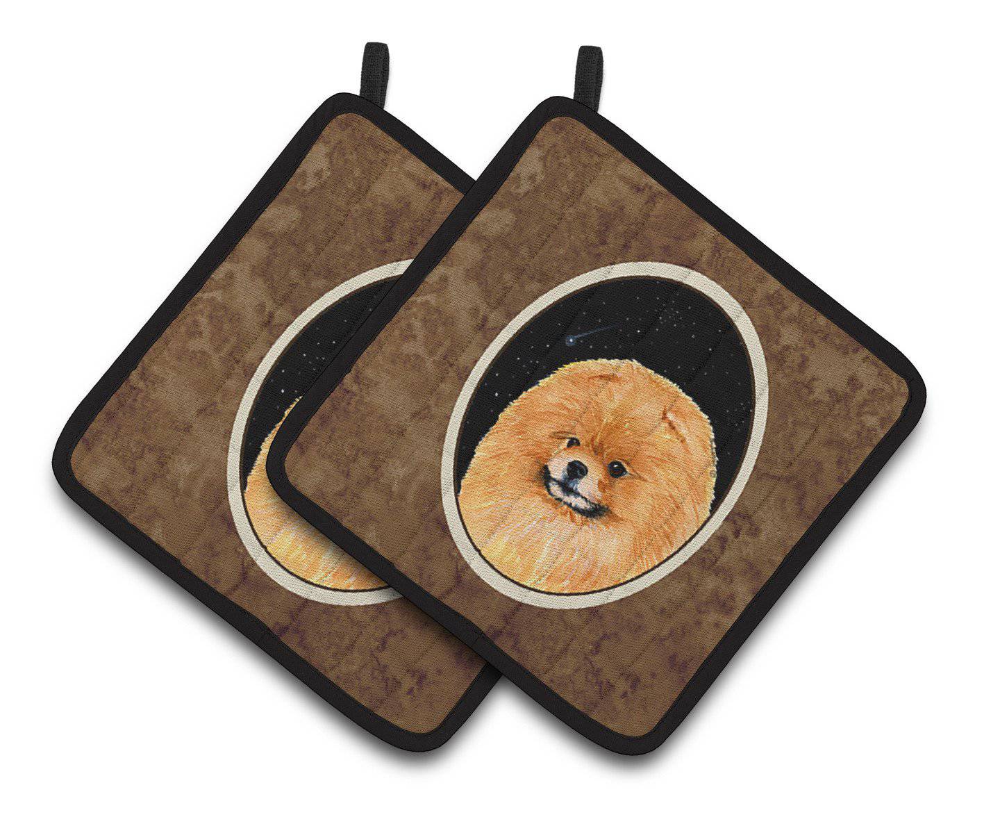 Starry Night Pomeranian Pair of Pot Holders SS8481PTHD - the-store.com