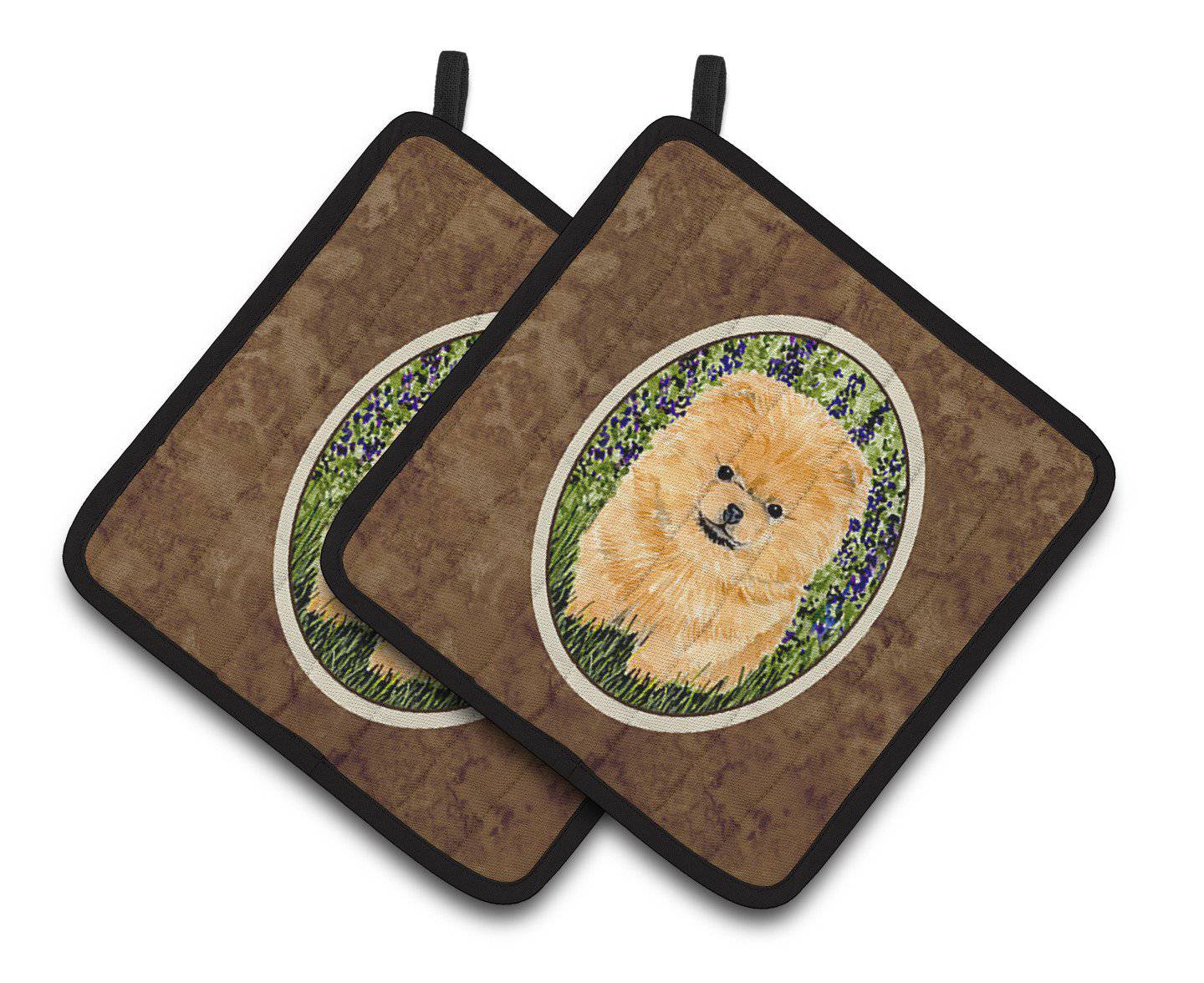 Pomeranian Pair of Pot Holders SS8746PTHD - the-store.com