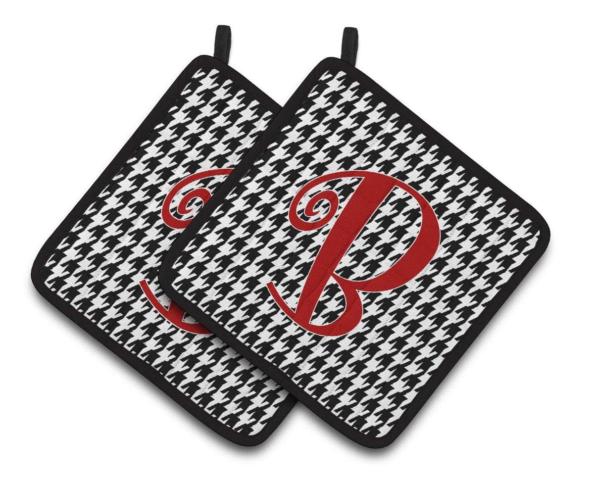 Monogram Initial B Houndstooth Black  Pair of Pot Holders CJ1035-BPTHD - the-store.com