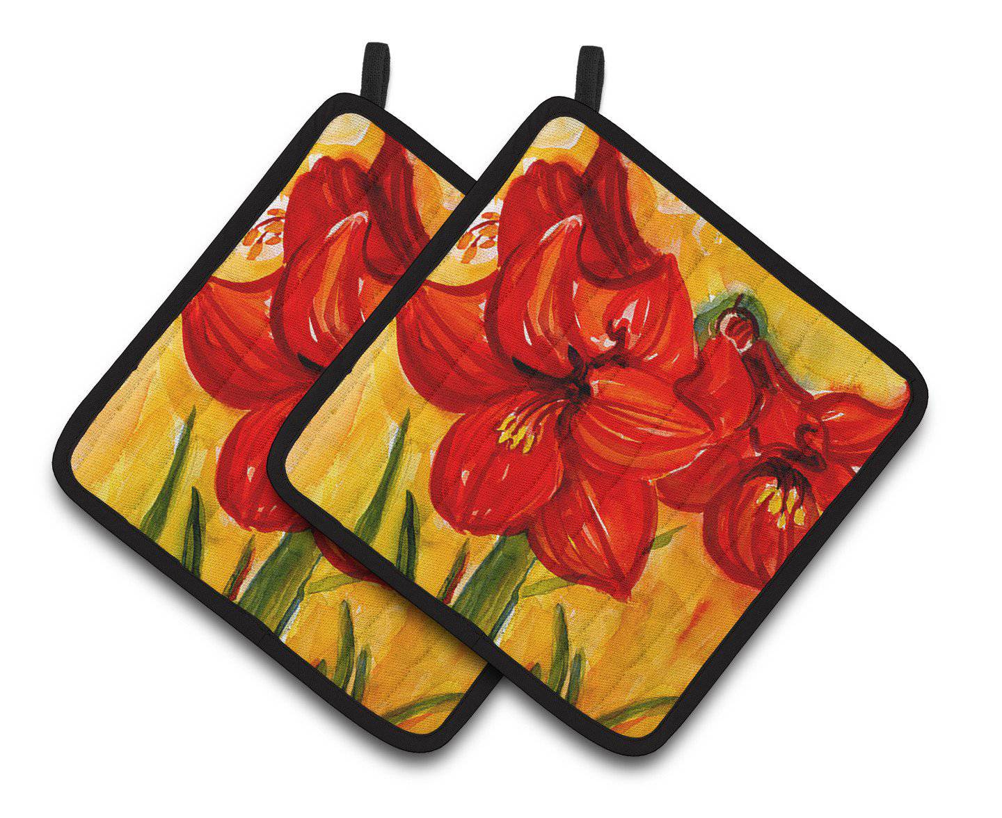 Flower - Amaryllis Pair of Pot Holders 6067PTHD - the-store.com