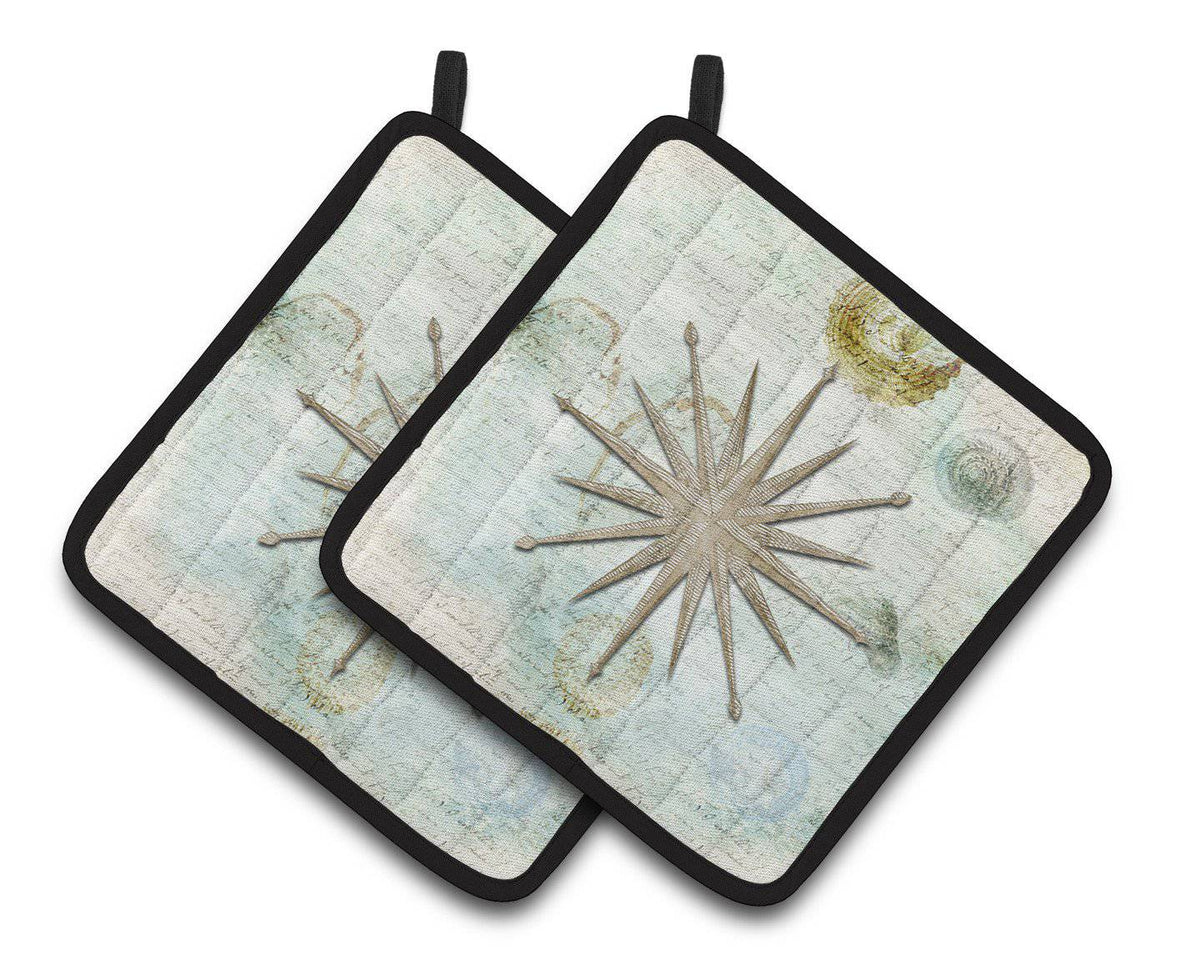 Shells Navagation Star  Pair of Pot Holders SB3024PTHD - the-store.com