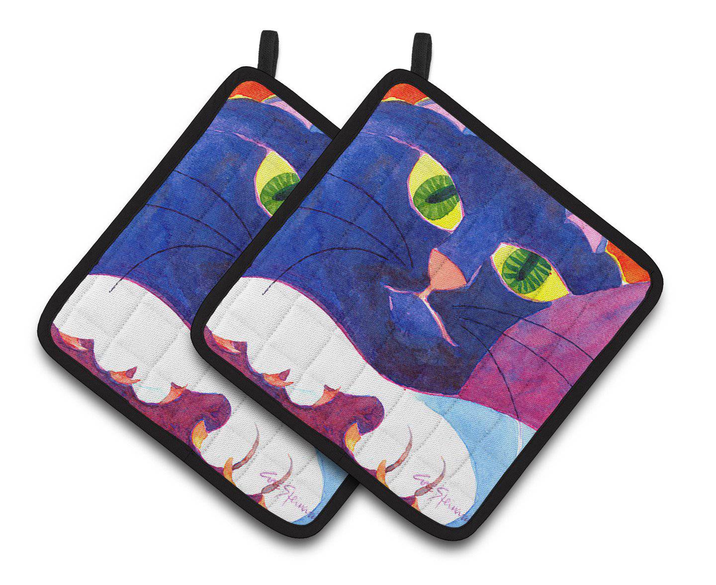 Big Blue Cat Pair of Pot Holders 6138PTHD - the-store.com