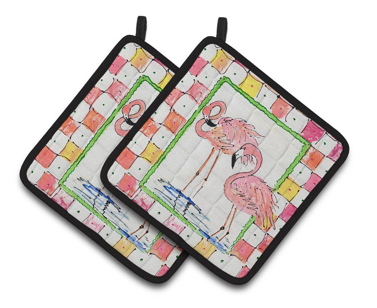 Bird - Flamingo Pair of Pot Holders 8077PTHD - the-store.com