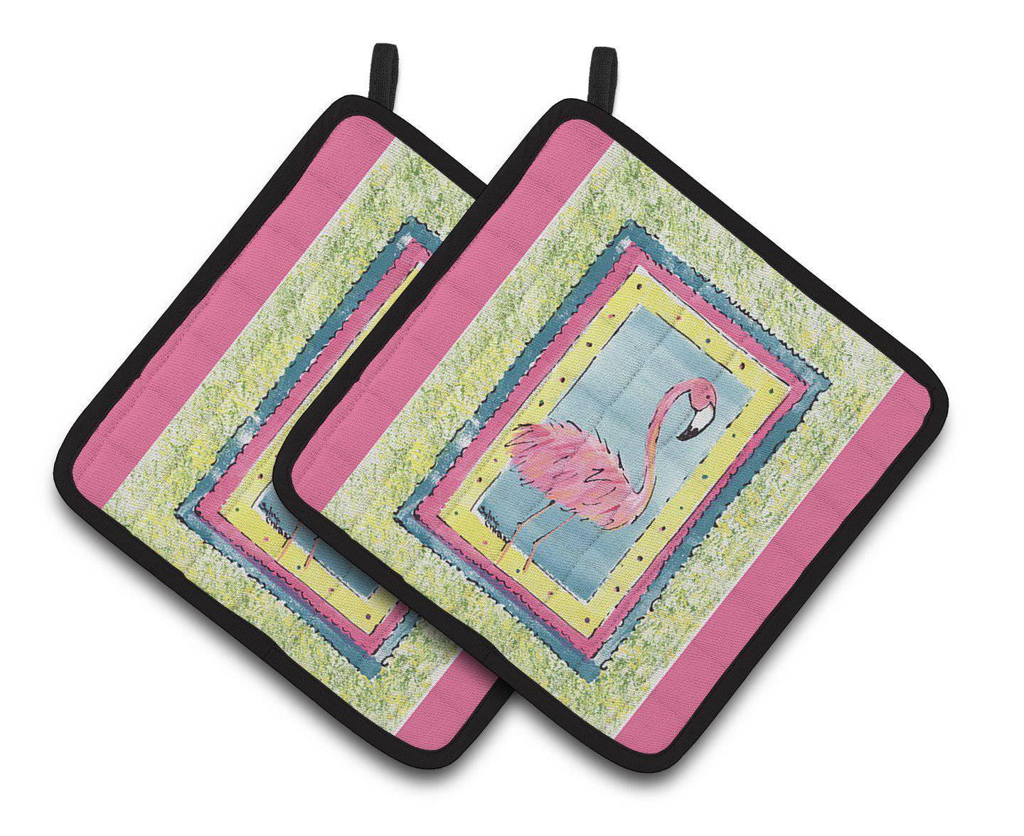 Bird - Flamingo  Pair of Pot Holders 8106-APTHD - the-store.com