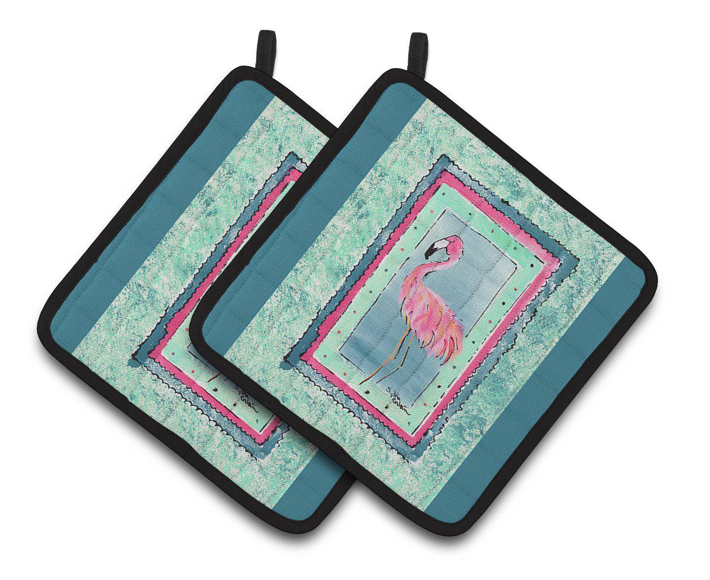 Bird - Flamingo  Pair of Pot Holders 8107-CPTHD - the-store.com