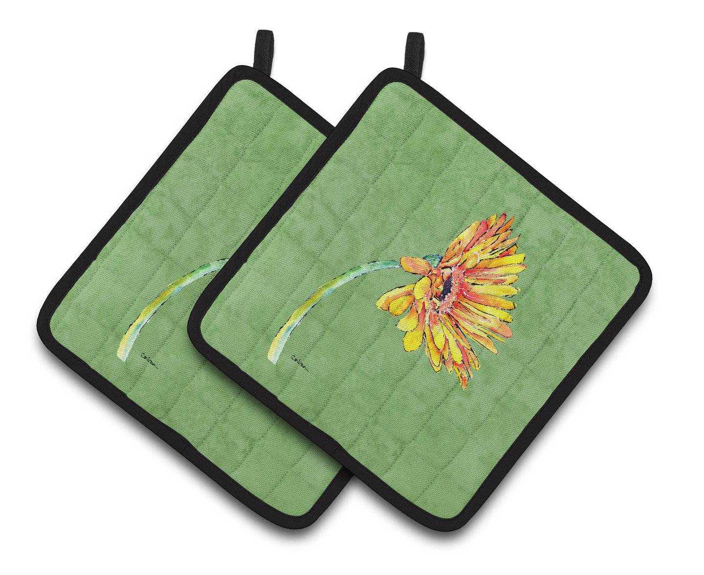 Gerber Daisy Orange Pair of Pot Holders 8854PTHD - the-store.com