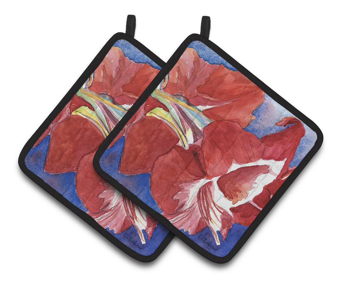 Flower - Amaryllis Pair of Pot Holders RDR2007PTHD - the-store.com