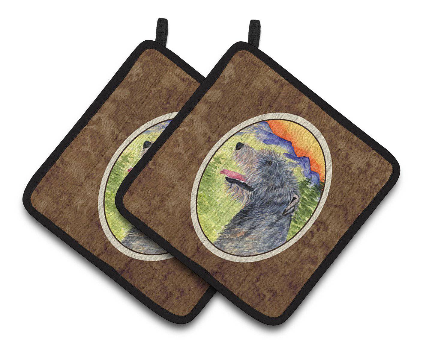 Irish Wolfhound Pair of Pot Holders SS8209PTHD - the-store.com