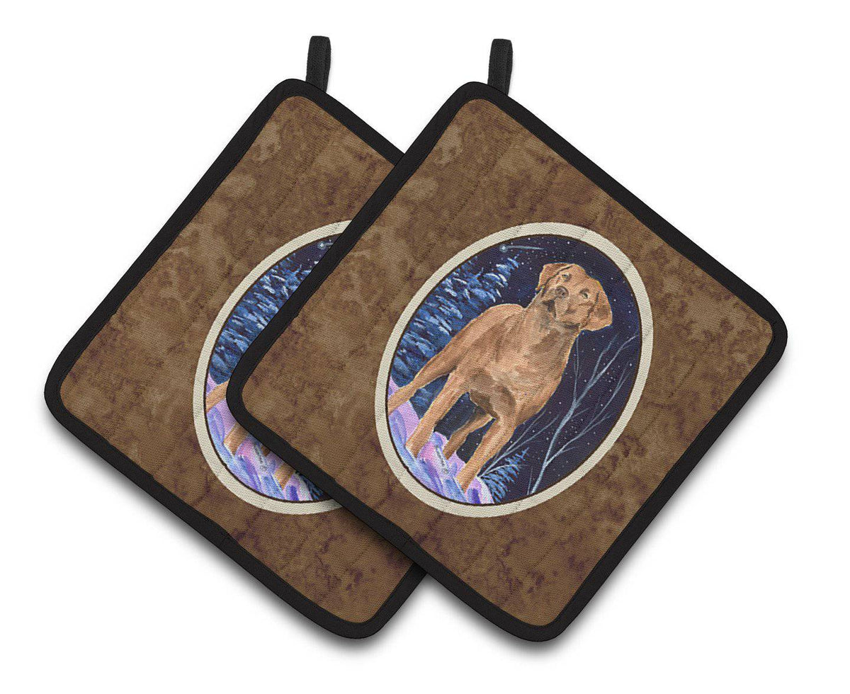 Starry Night Chesapeake Bay Retriever Pair of Pot Holders SS8355PTHD - the-store.com