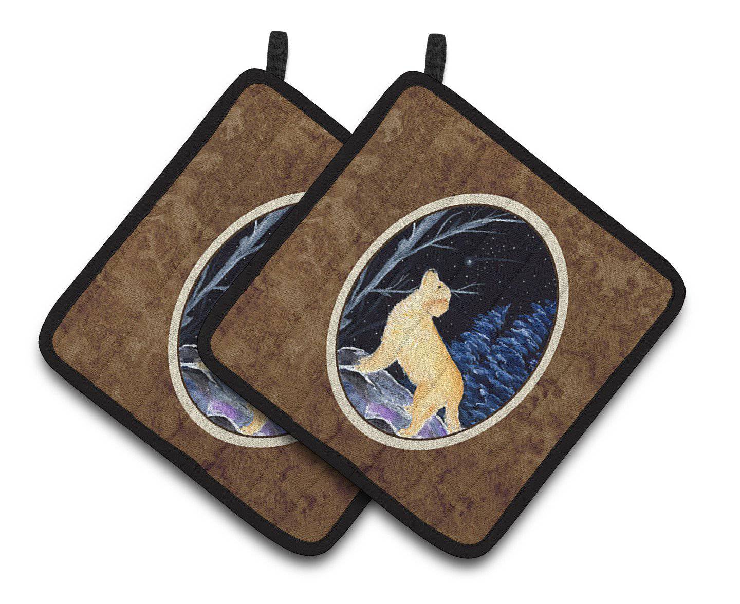 Starry Night Golden Retriever Pair of Pot Holders SS8392PTHD - the-store.com