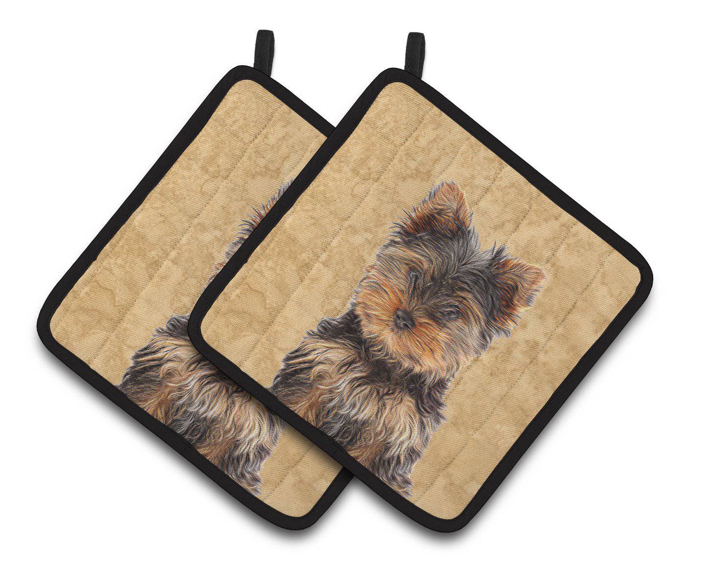 Yorkie Puppy / Yorkshire Terrier Pair of Pot Holders KJ1230PTHD - the-store.com