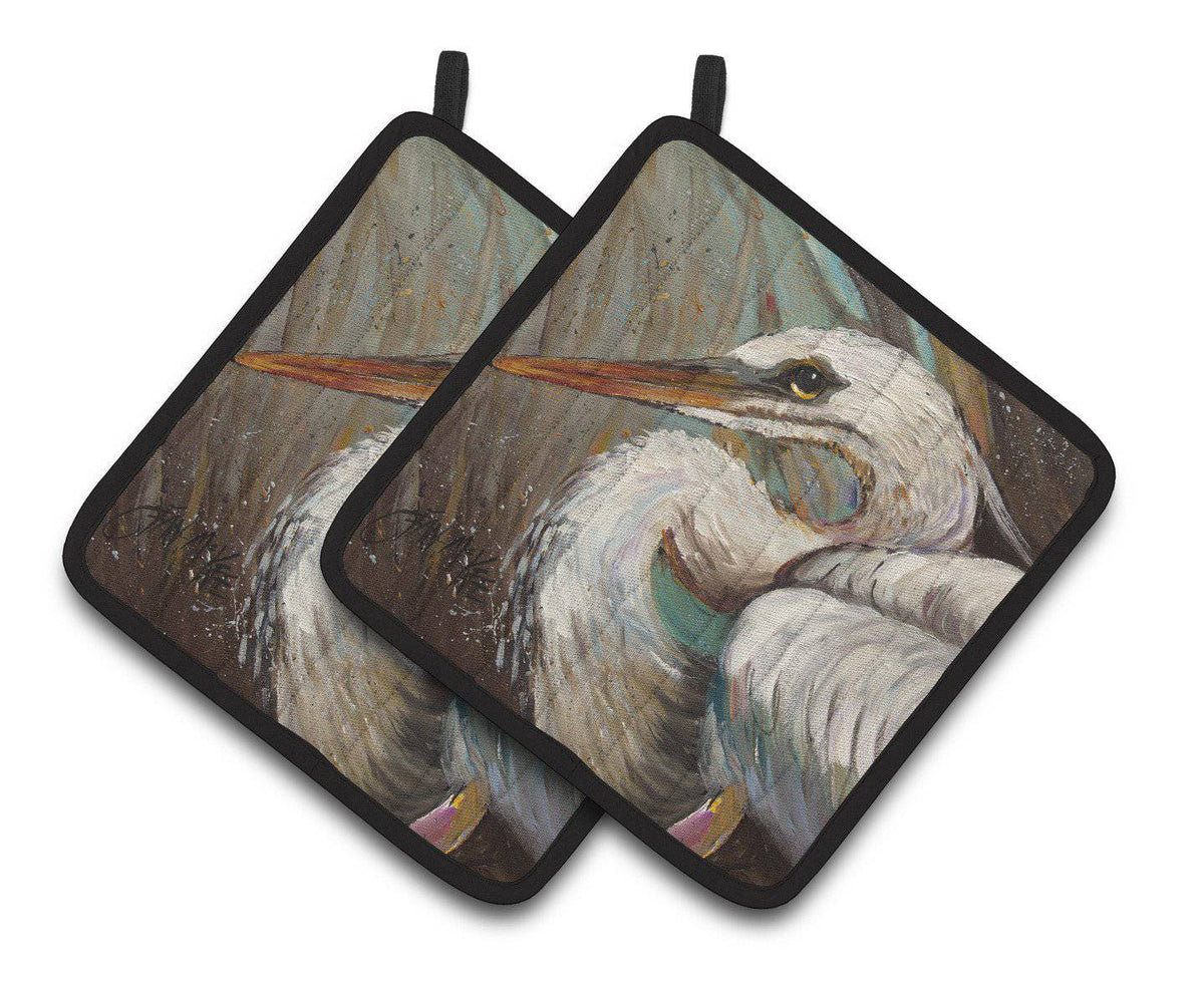 White Egret Pair of Pot Holders JMK1212PTHD - the-store.com