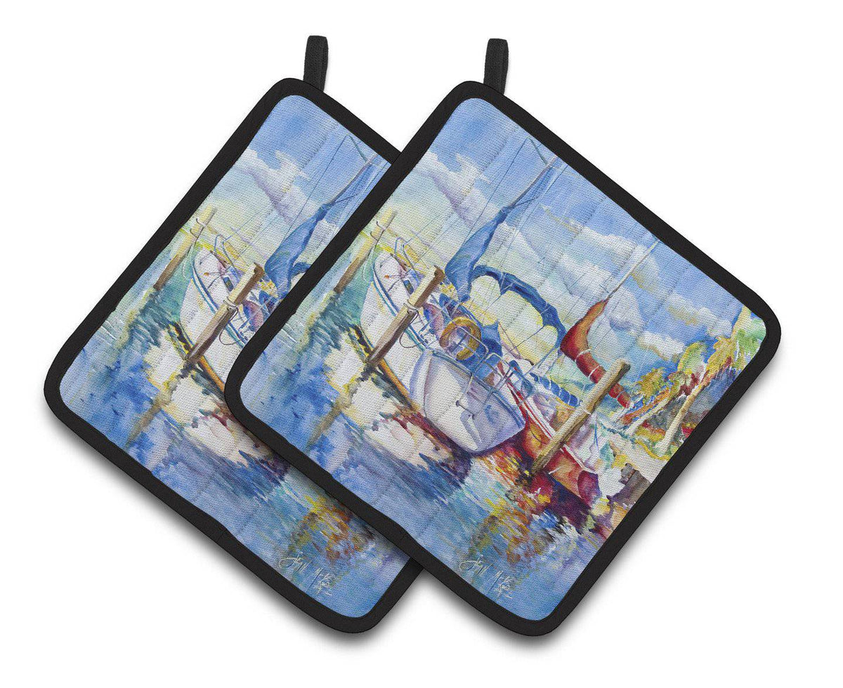 Towering Q Sailboats Pair of Pot Holders JMK1230PTHD - the-store.com