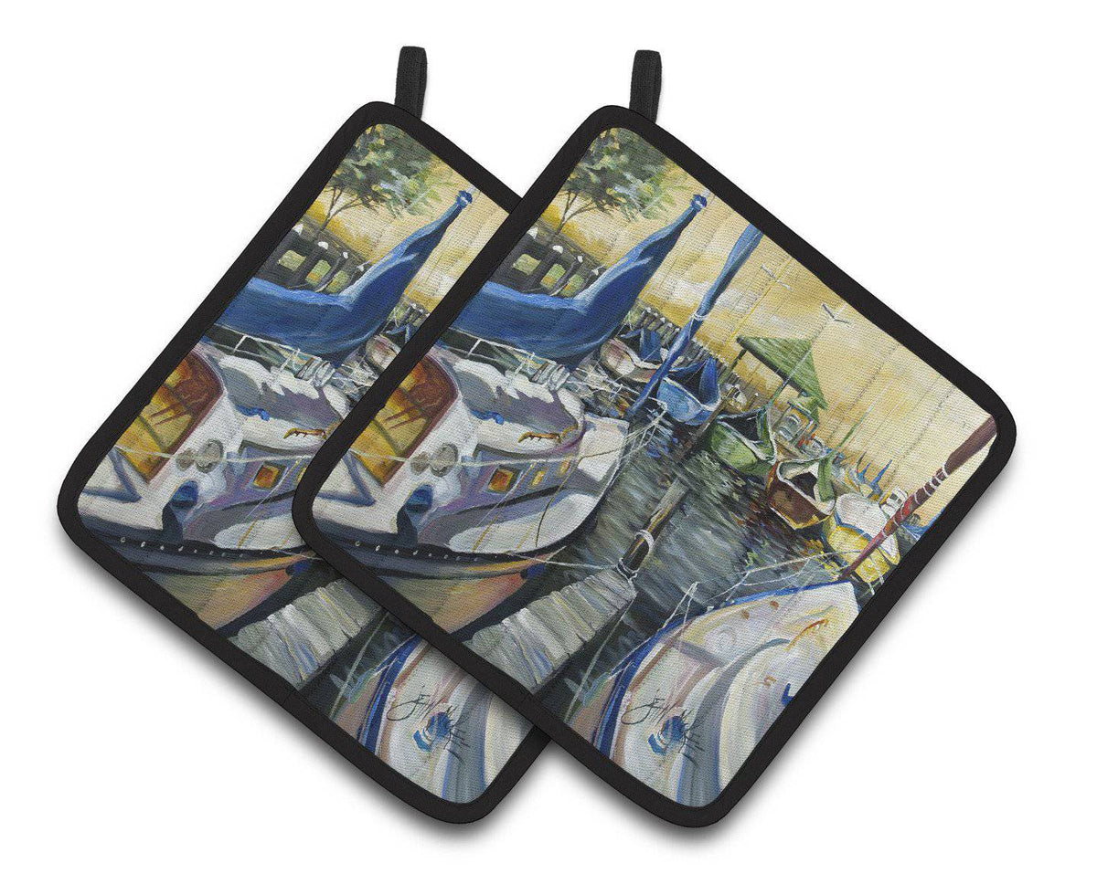 Seven Boats Sailboats Pair of Pot Holders JMK1231PTHD - the-store.com