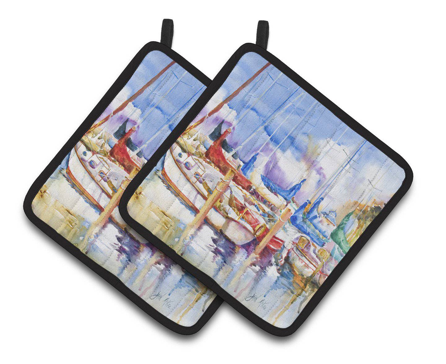 Runaway Sailboats Pair of Pot Holders JMK1233PTHD - the-store.com