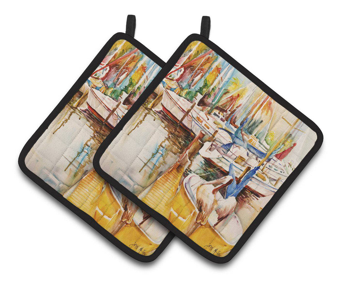 Pelicans and Sailboats Pair of Pot Holders JMK1238PTHD - the-store.com