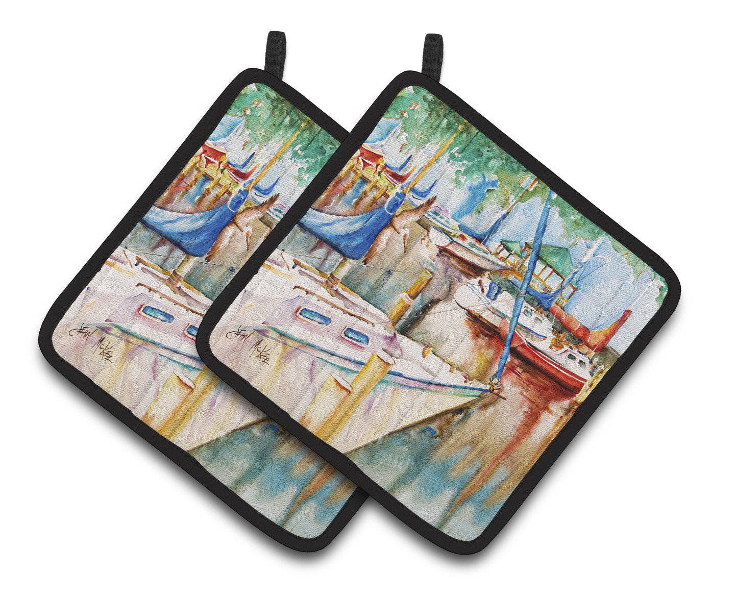 Gazebo and Sailboats Pair of Pot Holders JMK1239PTHD - the-store.com