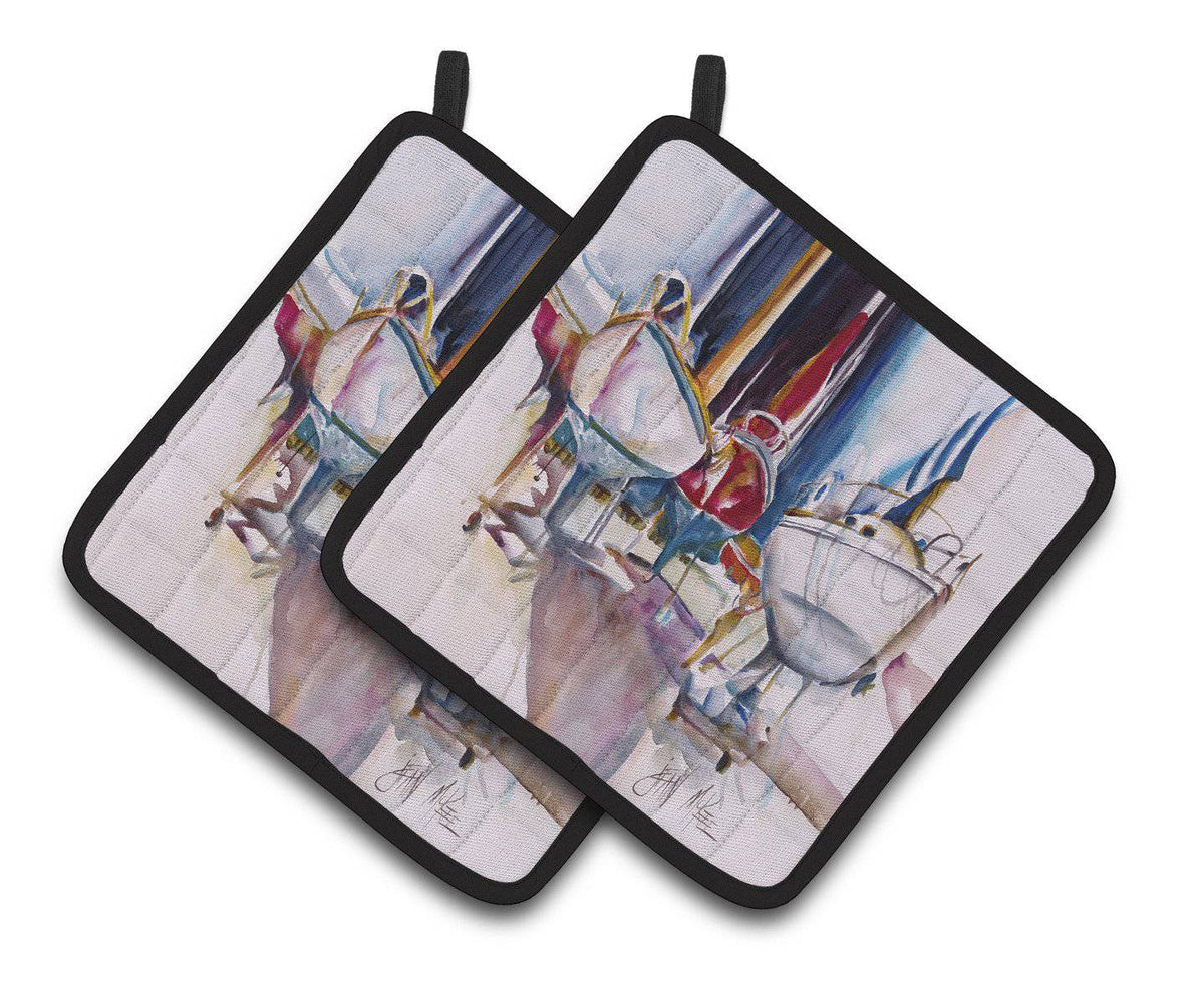 Dry Dock Sailboats Pair of Pot Holders JMK1240PTHD - the-store.com