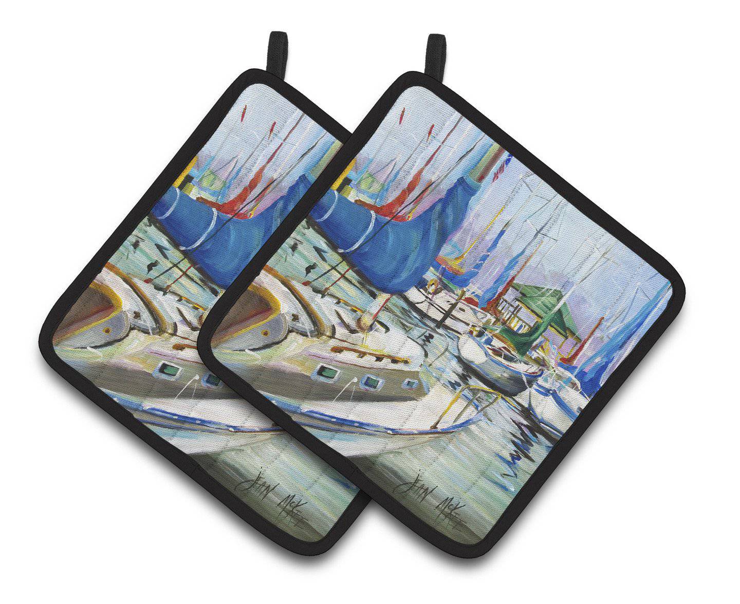 Day break Sailboats Pair of Pot Holders JMK1241PTHD - the-store.com