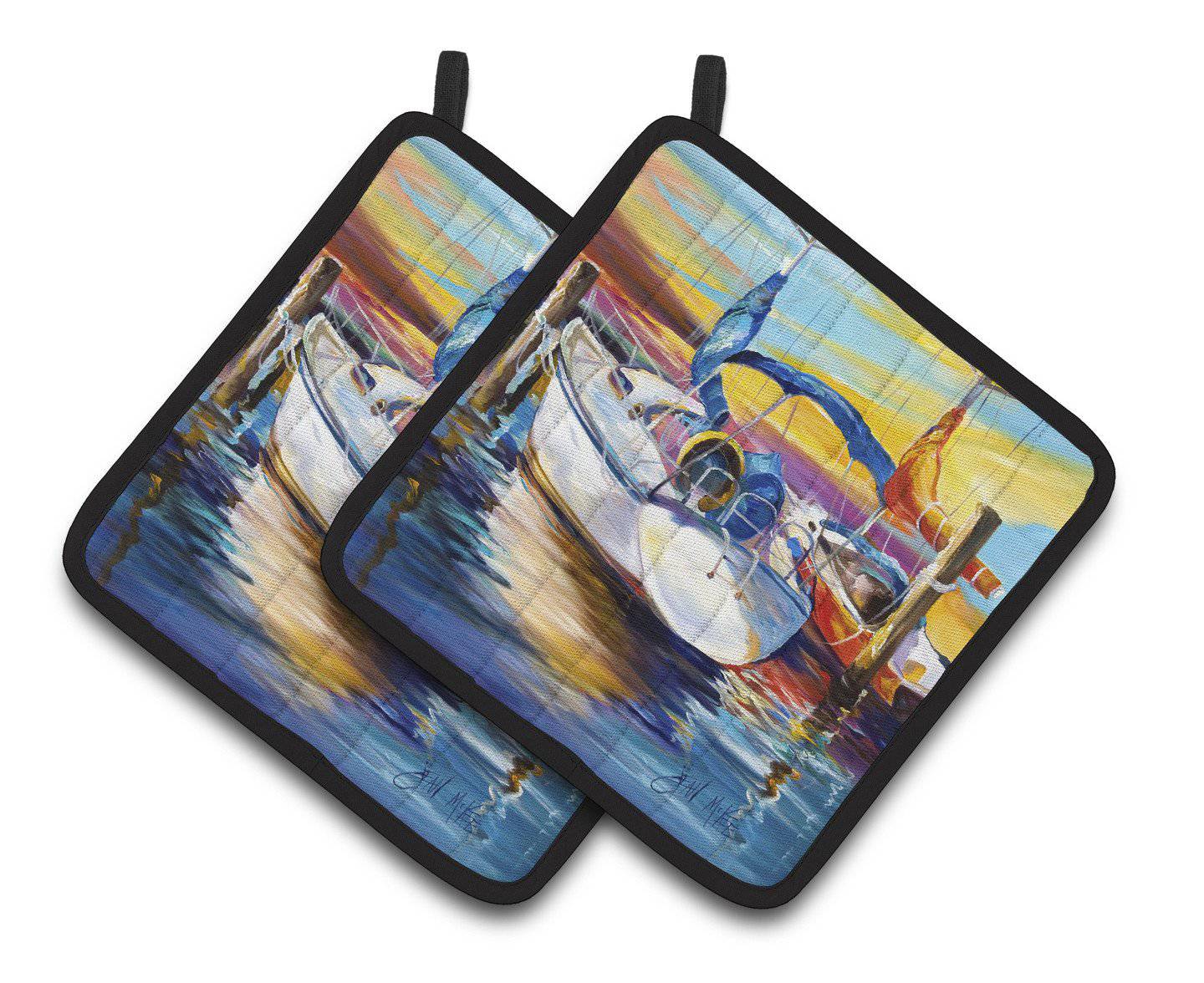 Symmetry again Sailboats Pair of Pot Holders JMK1243PTHD - the-store.com