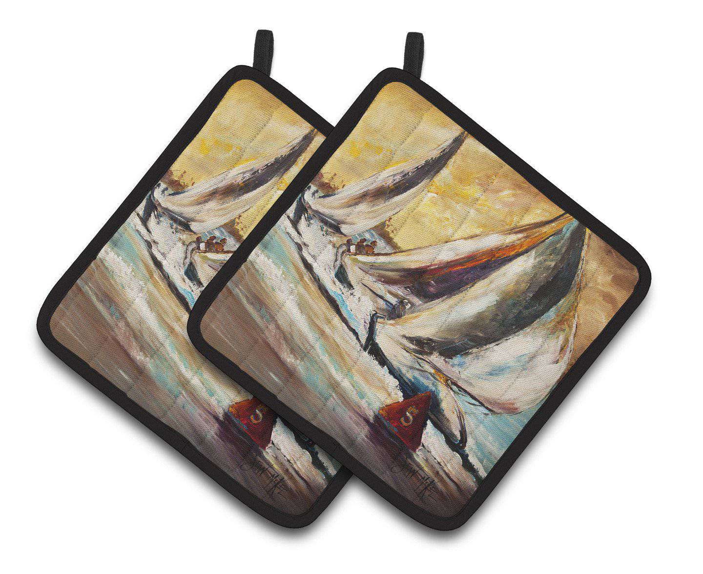 Boat Race Sailboats Pair of Pot Holders JMK1244PTHD - the-store.com