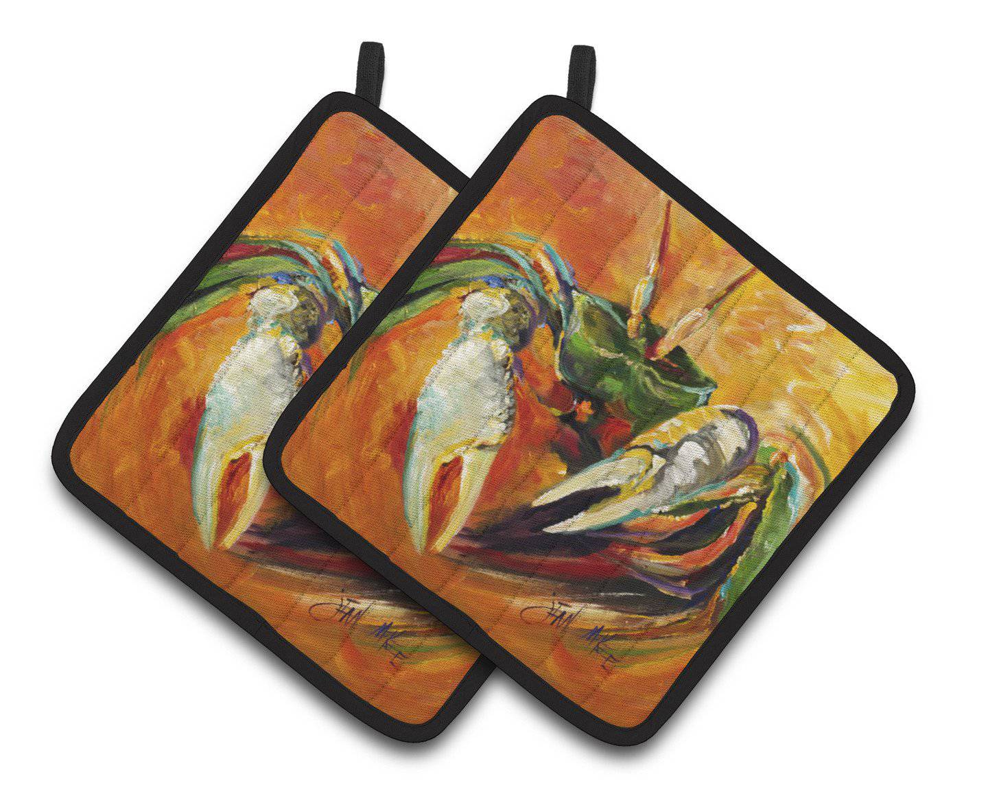 Small Orange Crab Pair of Pot Holders JMK1251PTHD - the-store.com