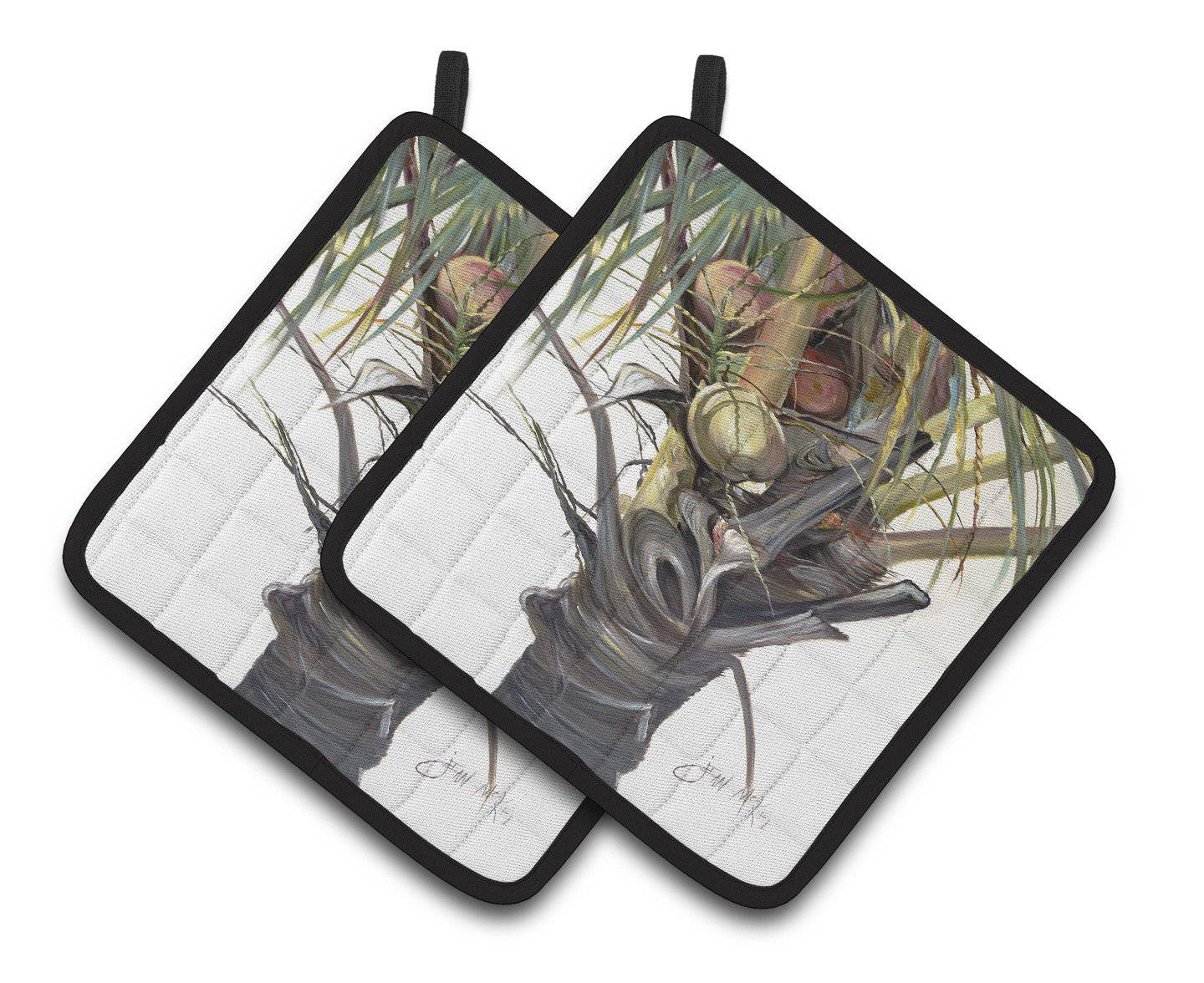 Coconut Tree Top Pair of Pot Holders JMK1279PTHD - the-store.com