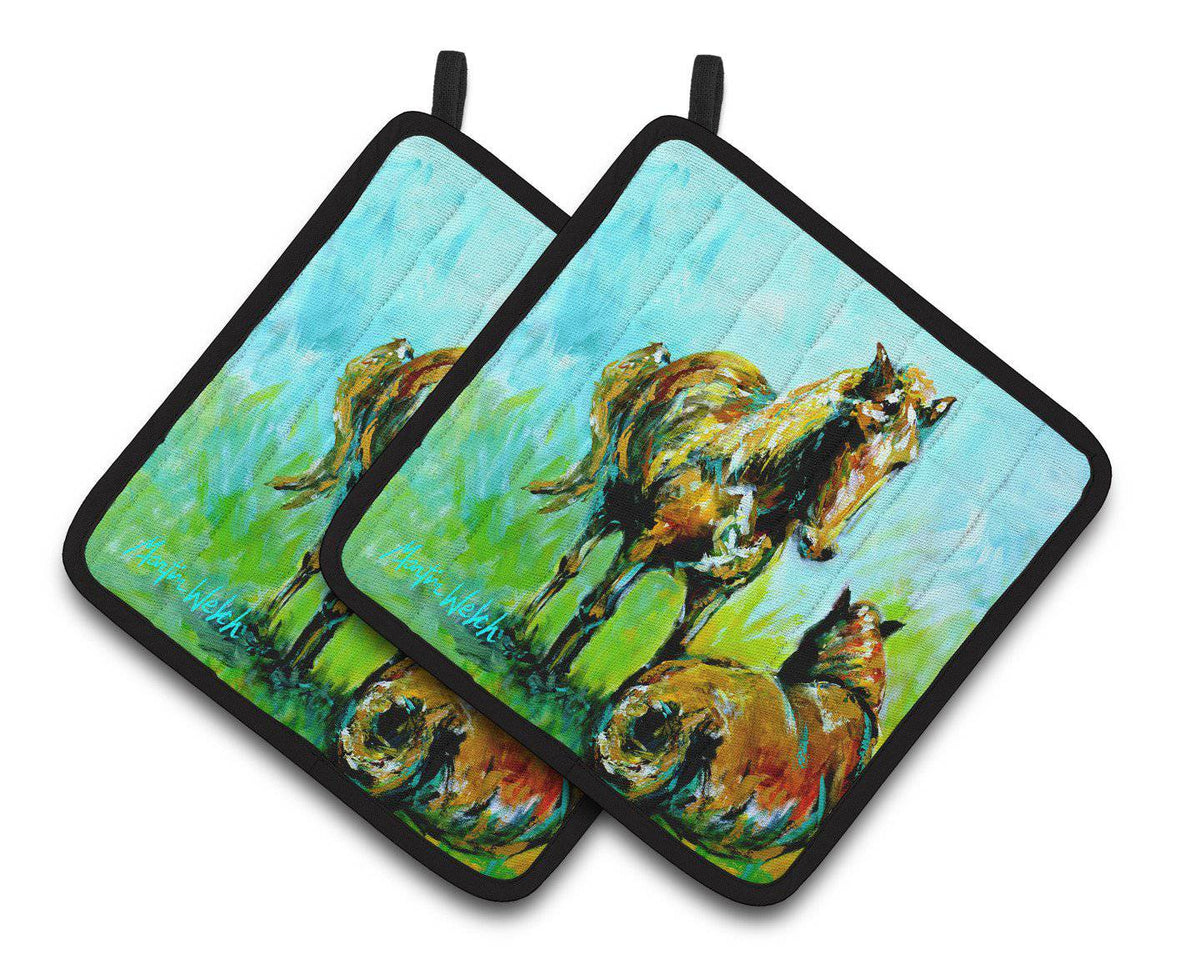 Horse Grazin Pair of Pot Holders MW1126PTHD - the-store.com