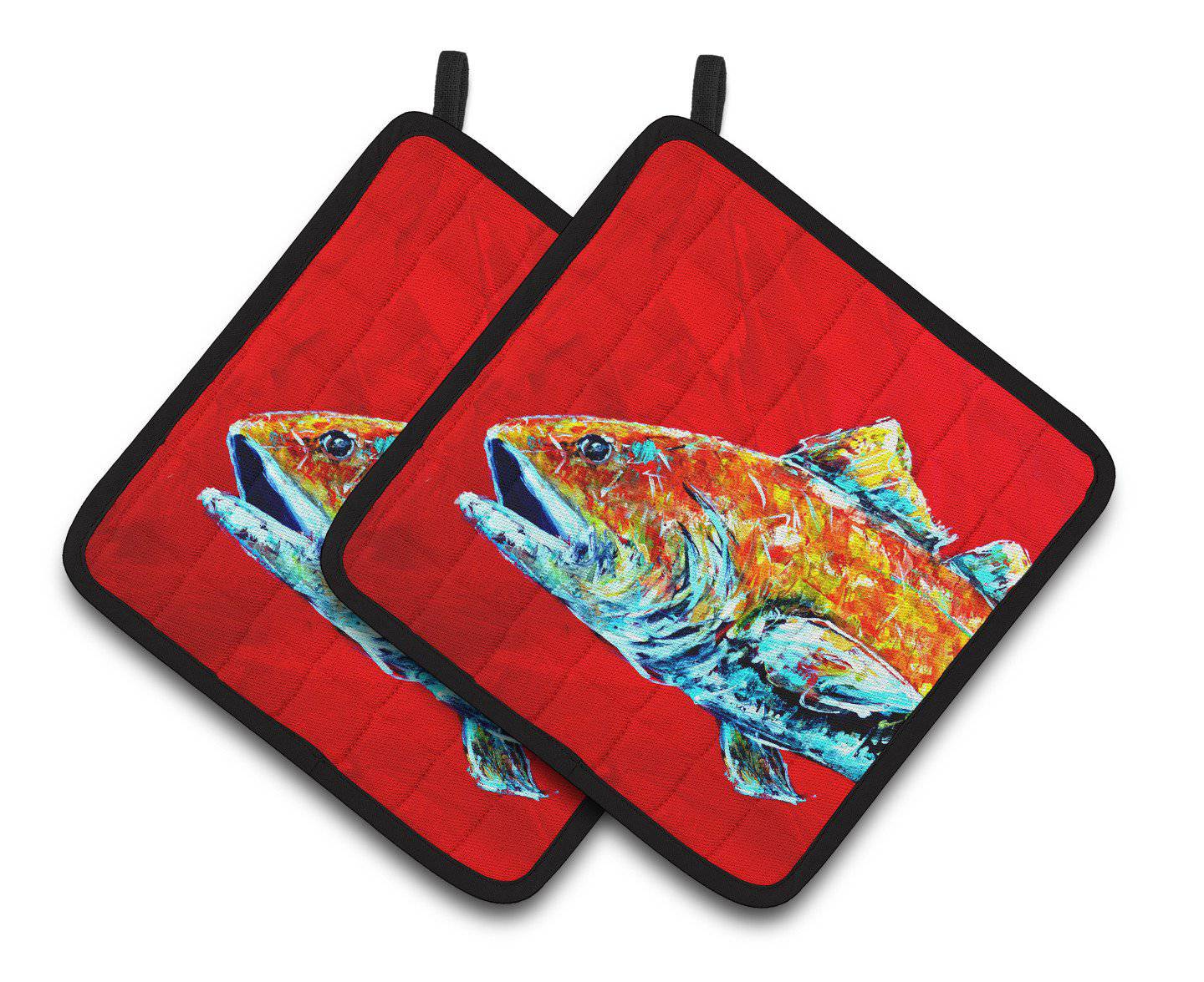 Red Fish Alphonzo Head Pair of Pot Holders MW1141APTHD - the-store.com