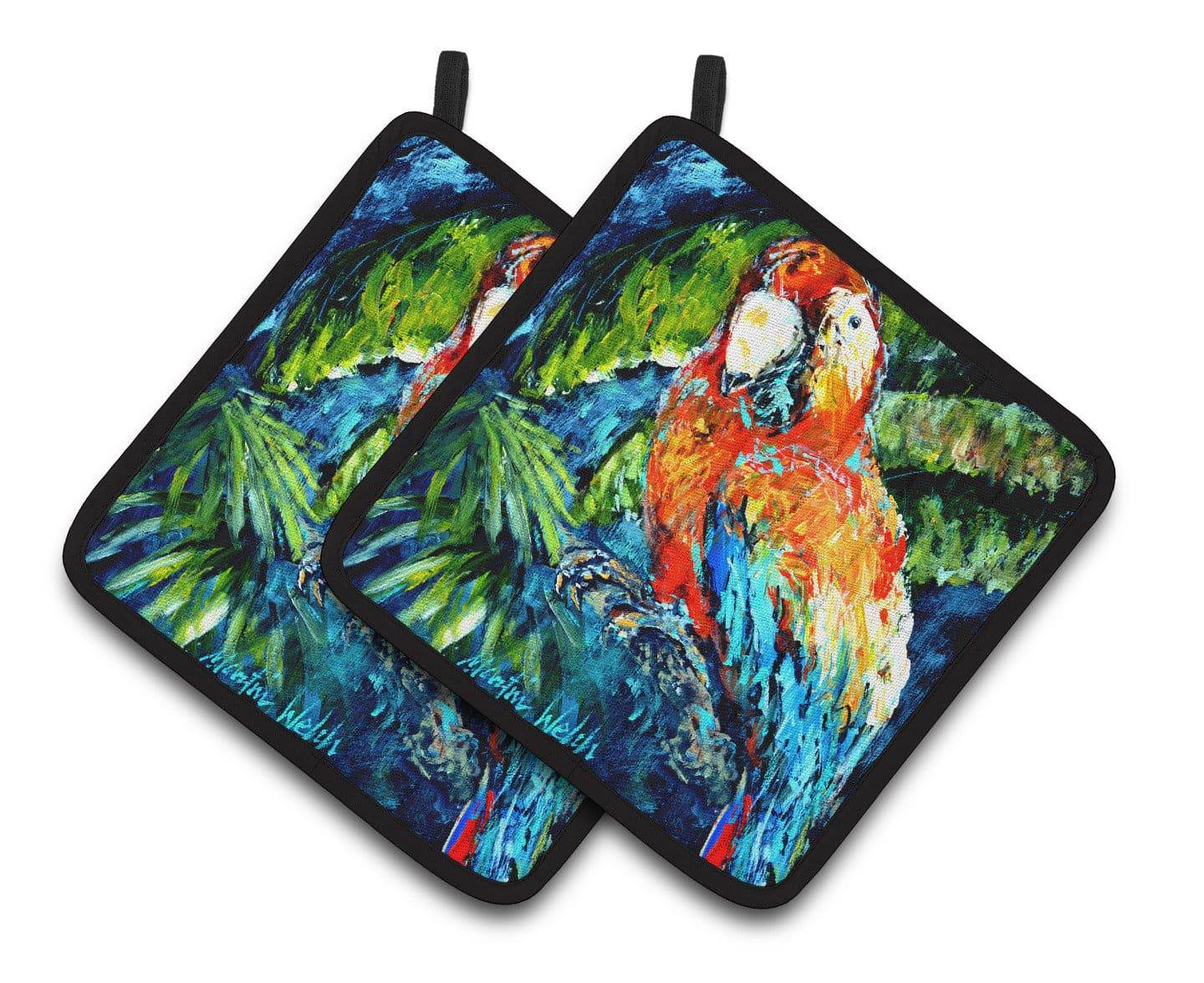 Yo Yo Mama Parrot Pair of Pot Holders MW1204PTHD - the-store.com