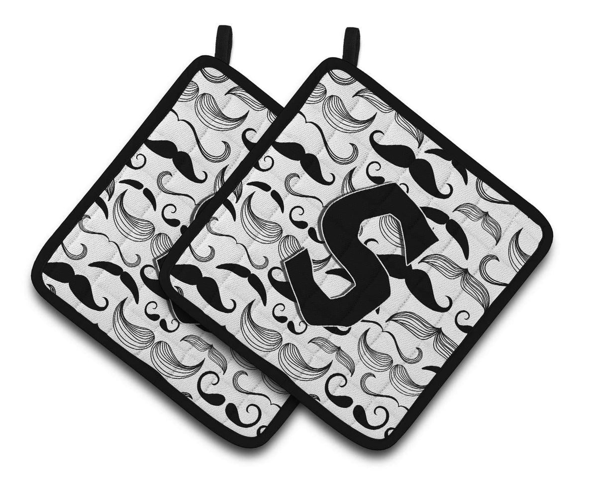 Letter S Moustache Initial Pair of Pot Holders CJ2009-SPTHD - the-store.com