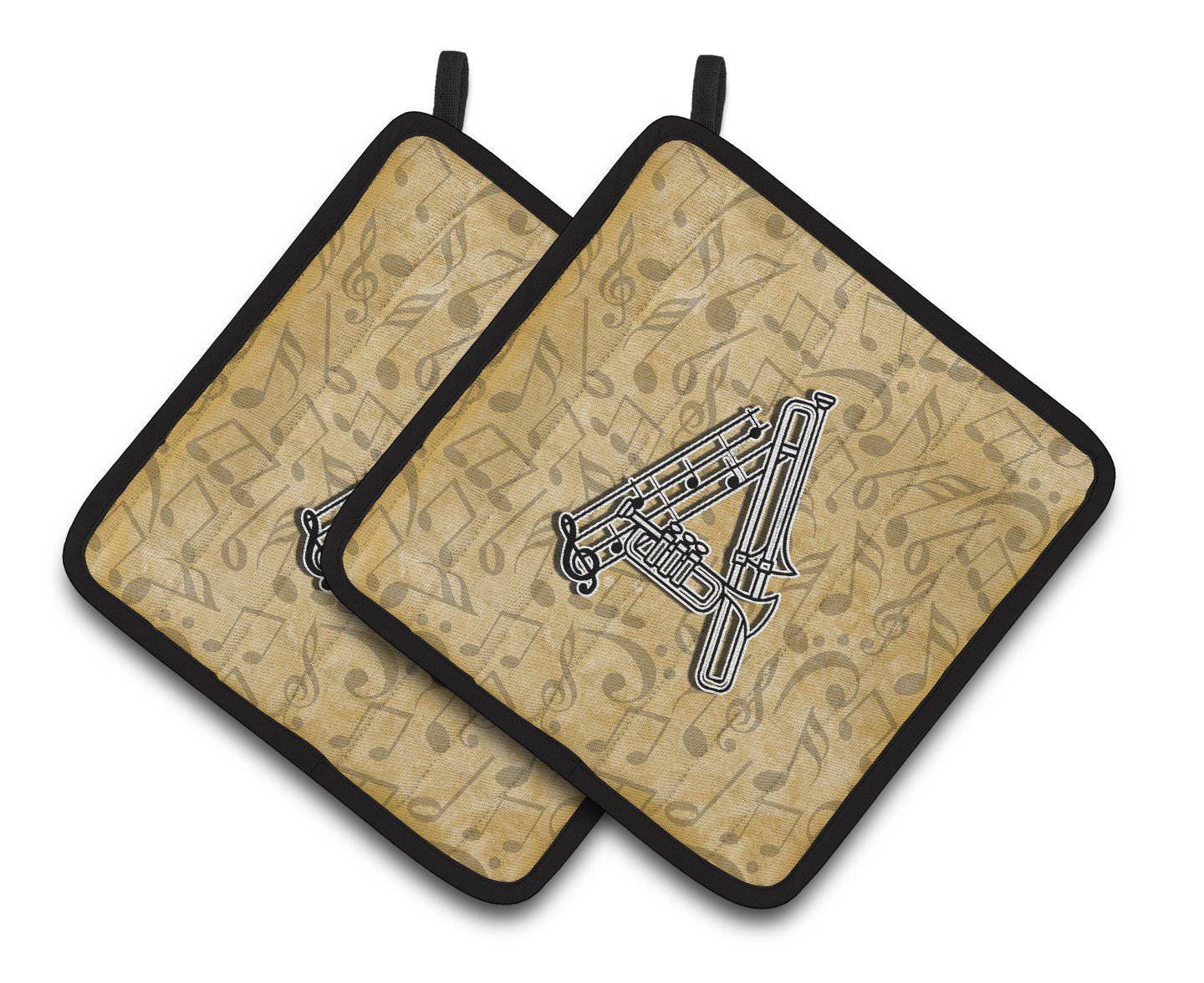 Letter A Musical Instrument Alphabet Pair of Pot Holders CJ2004-APTHD - the-store.com